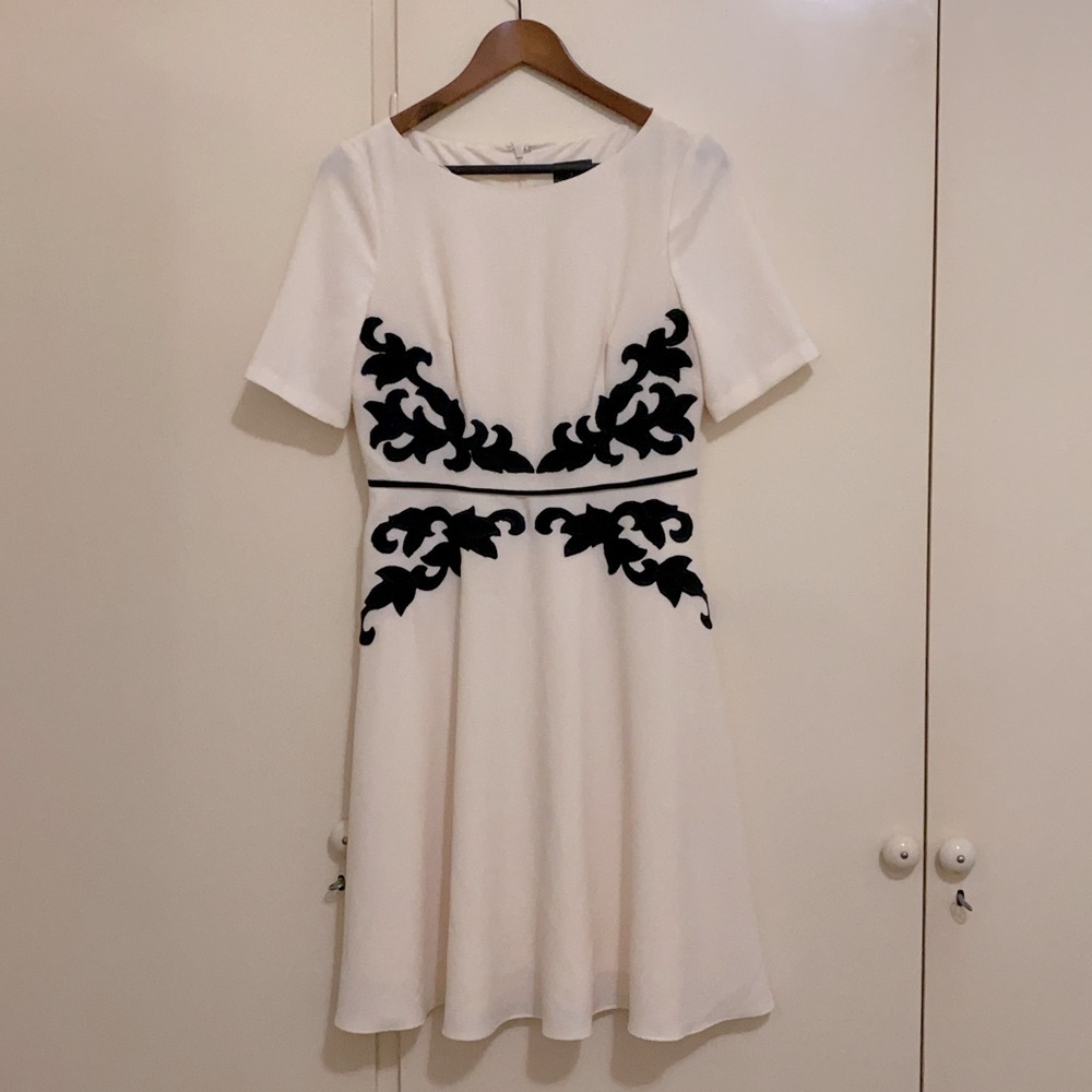 Adriana Papell Black White Lace Dress